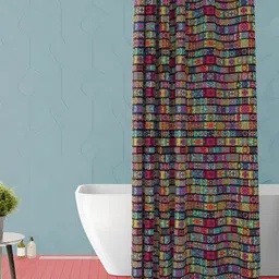 ArtzFolio Pink & Blue Geometric Printed Waterproof Shower Curtain-image-67