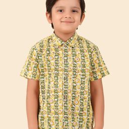 Fabindia Boys Spread Collar Floral Printed Cotton Casual Shirt-image-54