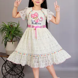 ZG GARMENTS Girls White Dresses-picture-27