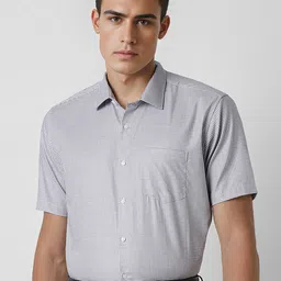 Van Heusen Men Spread Collar Micro Checked Cotton Formal Shirt-image-76