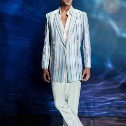 Eleven Brothers Striped Single Breasted Blazer-image-75