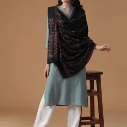 SHINGORA Geometric Woven Design Zari Woollen Cotton Shawl-picture-21