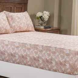 MASPAR Rust & White Geometric Printed Pure Cotton 200 TC King Bedsheet Set 2.75 m x 2.75 m-22