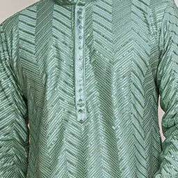 KUNDALI KAKSHAY Men Embroidered Regular Sequinned Kurta with Pyjamas image 2