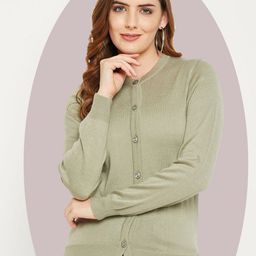 Zigo Women Woollen Crop Cardigan-image-87