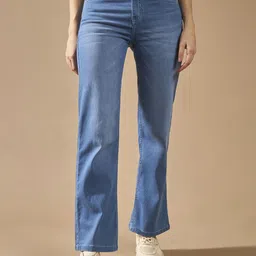 DOLCE CRUDO Women Wide Leg Light Fade Stretchable Jeans-picture-26