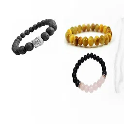 Divine souvenirs Unisex Set Of 3 Artificial Stones Wraparound Bracelets-12