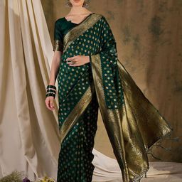 Maroosh Ethnic Motifs Zari Silk Blend Banarasi Saree-image-93