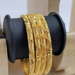 V.K.PAYAL.JEWELLERY Set Of 4 Gold-Plated Textured Bangles-picture-25