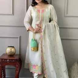 Siya Fashion Yoke Design Thread Work Round Neck Straight Kurta With Trousers And Dupatta-picture-10