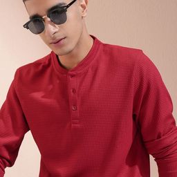 HIGHLANDER Men Solid Henley Neck Relaxed Fit T-shirt-picture-10