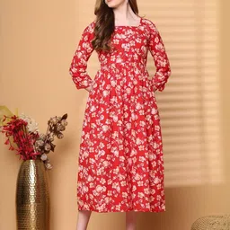 KALINI Floral Print A-Line Dress-image-80