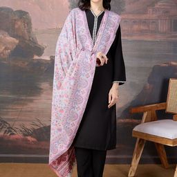 House of Pataudi Women Floral Woven Design Shawl-image-82