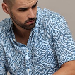 The Roadster Lifestyle Co. Men Premium Cutaway Collar Abstract Printed Cotton Casual Shirt-image-83