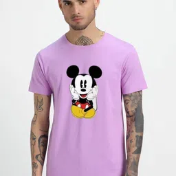 HESHA Men Mickey Mouse Typography Printed Round Neck Cotton T-shirt-picture-7