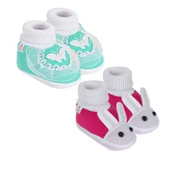 NESKA MODA Kids-Unisex Pink Cotton Booties-picture-48