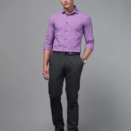 DON VINO Men Spread Collar Micro Checked Cotton Slim Fit Formal Shirt-picture-1