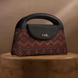 ZOUK Printed Structured Sling Bag with Applique-1