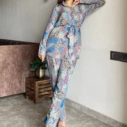FFI Floral Shirt Collar Shirt With Trouser Co-Ords-24
