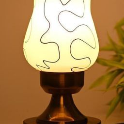 SOMIL White & Black Printed Glass Bell Shaped Table Lamp-image-97
