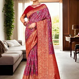 Anouk Woven Design Zari Kanjeevaram Saree-18