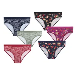 arLa APPAREL Pack Of 6 Printed Mid Rise Brifes 6 Pcs Lycra Print Stribe_Flwr-image-6