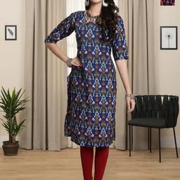 HERE&NOW Selection Of 2 Ethnic Motifs Printed Round Neck Straight Kurta-picture-2