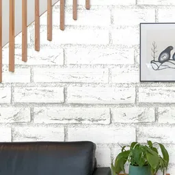 Jaamso Royals Grey & White Brick Self-Adhesive & Removable Wall Sticker-image-76