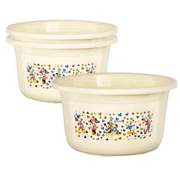 Aura Cream-Coloured 3 Pieces Printed Bath Accessories Set-15