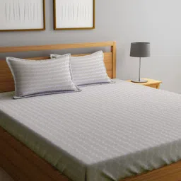 Myntra Elegant Homes Beige Geometric Printed 300 TC King Bedsheet Set 2.50 m x 2.20 m-51