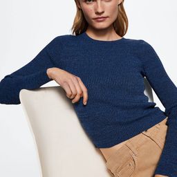 MANGO Women Blue Ribbed Sustainable Pullover-image-18
