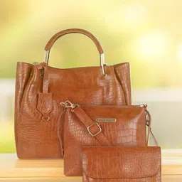 Bagsy Malone Set of 3 Textured PU Oversized Shopper Handheld Bag-43