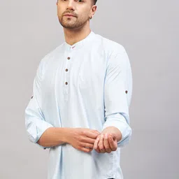VASTRAMAY Band Collar Cotton Straight Kurta-image-67