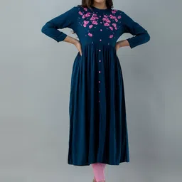 PURVIJA KURTIES Floral Embroidered A-Line Kurta-picture-38