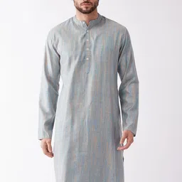SHVAAS by VASTRAMAY Men Blue Cotton Sustainable Kurta-picture-16
