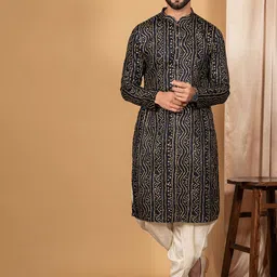 KISAH Bandhani Printed Mandarin Collar Straight Kurta-image-35