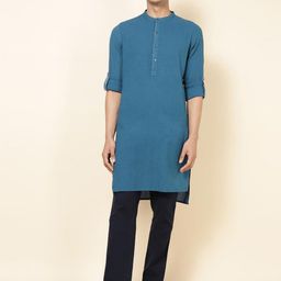 Fabindia Band Collar Straight Cotton Kurta-picture-48