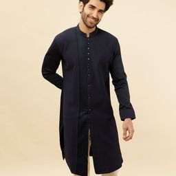 Manyavar Striped Mandarin Collar Kurta-picture-42