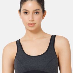 NAIDU HALL Full Coverage Non Padded Cut and Sew Cotton Workout Bra - All Day Comfort-30