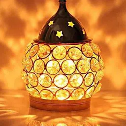 eCraftIndia Yellow 19-Pieces Lotus & Crystal Shaped Traditional Brass Diyas-image-78