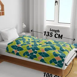 Divine Casa Green & Blue Geometric Microfiber AC Room 120 GSM Single Bed Blanket-image-86
