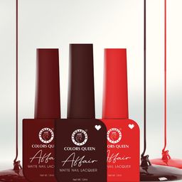 Colors Queen Affair 3-Pcs Matte Nail Lacquer - 13ml Each -Red Carpet-Dark Seinna-Flamingo-6