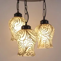 Devansh White & Gold-Toned Printed Mosaic Glass Cluster Light-26