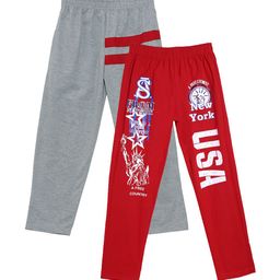 Fashionable Boys Pack Of 2 Grey & Red Typography Printed Pure Cotton Track Pants-image-99