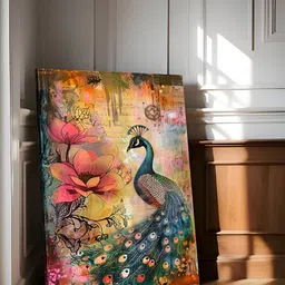 Art Street Green & Yellow 1 Piece Canvas Birds and Animals Wall Paintings-image-64