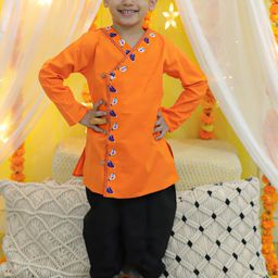 BownBee Boys Ethnic Motifs Embroidered Pure Cotton Kurta with Dhoti Pants-picture-42