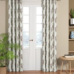 BIANCA Silver-Toned & Brown el`pesso Set of 2 Floral Room Darkening Door Curtains-7