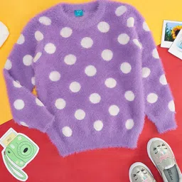 YU by Pantaloons Girls Geometric Printed Round Neck Fuzzy Pullover Sweater-picture-12
