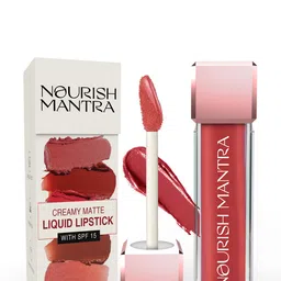 Nourish Mantra Creamy Matte Liquid Lipstick With SPF - 3.5ml -Khilkhilata Coral-48