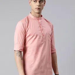 THE SOUL PATROL Mandarin Collar Long Sleeves Cotton Straight Kurta-32